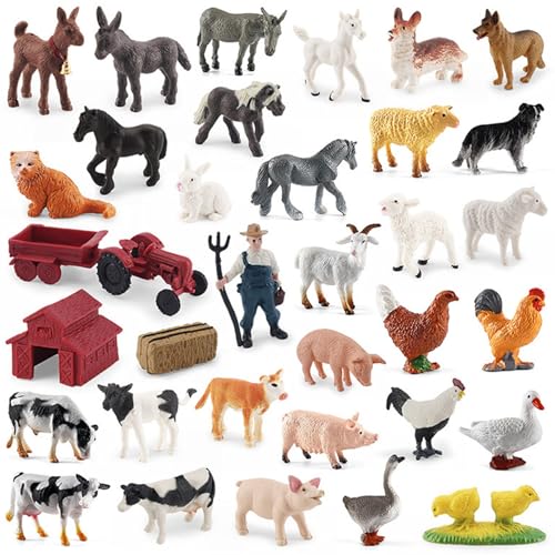 HoveeLuty 34-teiliges Bauernhoftier-Figuren, realistische Bauernhof-Traktorfiguren, Bauernhoftiere, Lernspielzeug, Bauernhof-Spielset, Harz, Bauernhoftiere für Kleinkinder, Kindergeschenke HoveeLuty 34-teiliges Bauernhoftier-Figuren, realistische Bauernhof-Traktorfiguren, Bauernhoftiere, Lernspielzeug, Bauernhof-Spielset, Harz, Bauernhoftiere für Kleinkinder, Kindergeschenke von HoveeLuty