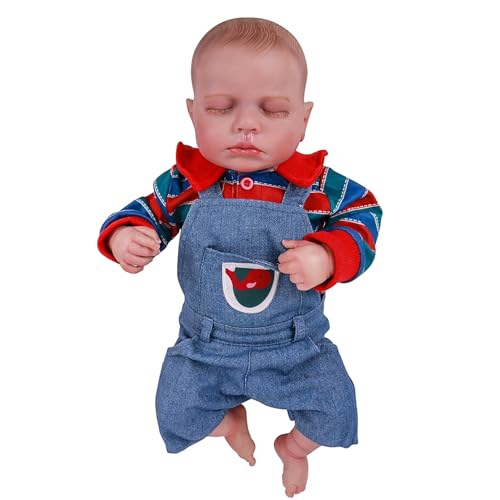 HoveeLuty Babypuppen, 18 Zoll große, realistische schlafende Babypuppe mit Pullover und Overall, realistisches Neugeborenes für Kinder ab 3 Jahren, realistische Babypuppe, Neugeborenen-, weiche Ba HoveeLuty Babypuppen, 18 Zoll große, realistische schlafende Babypuppe mit Pullover und Overall, realistisches Neugeborenes für Kinder ab 3 Jahren, realistische Babypuppe, Neugeborenen-, weiche Ba von HoveeLuty