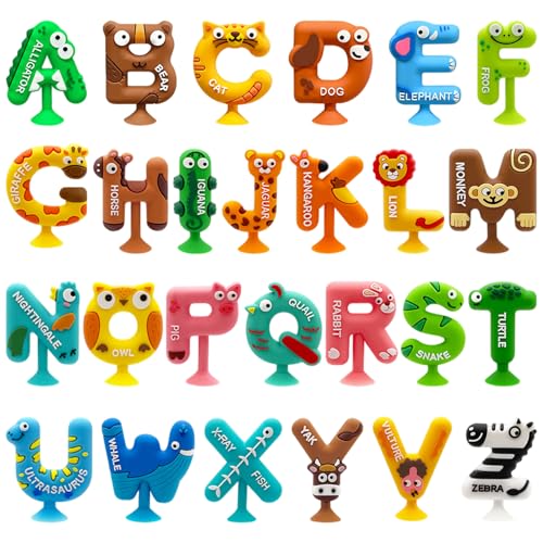 HoveeLuty Badespielzeug mit Saugnapf, 26 Stück, süßes Tier-Alphabet-Badespielzeug, Montessori-Sensorik-Lernhilfe für Kinder, Kleinkind- mit Saugnapf für Babys, Alphabet-Lernspielzeug, HoveeLuty Badespielzeug mit Saugnapf, 26 Stück, süßes Tier-Alphabet-Badespielzeug, Montessori-Sensorik-Lernhilfe für Kinder, Kleinkind- mit Saugnapf für Babys, Alphabet-Lernspielzeug, von HoveeLuty