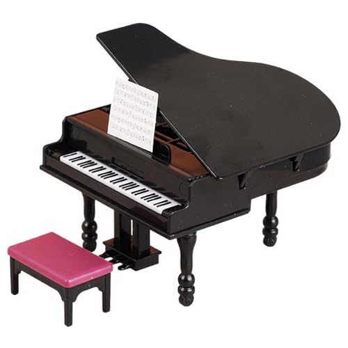 HoveeLuty Puppenhausmöbel, realistisches Miniklavier mit Stuhl, Plastikspielzeugklavier, Kleiner Flügel für die Feenpuppen-Heimszene, kleines Klavier, Spielzeugklavier, Flügel, Miniklavier von HoveeLuty