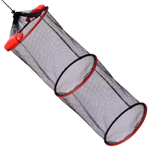 HoveeLuty Schwimmender Angelkorb faltbar schwimmendes Angelfallennetz zusammenklappbares Fischernetz 9.8x23.6 verdickte Nylon-Fischfalle große Kapazität Fischtasche tragbares Angelzubehör für Fischer von HoveeLuty