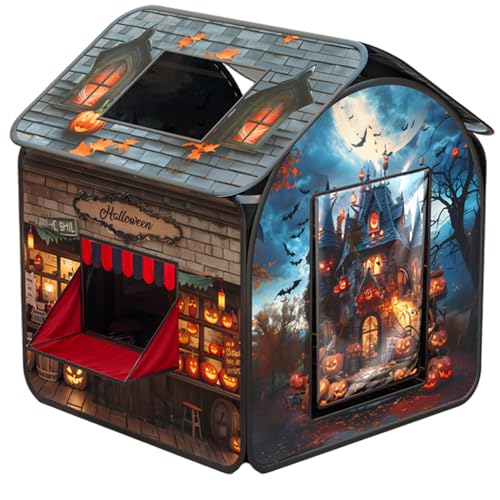 Kinder-Pop-Up-Zelt, Halloween, faltbar, atmungsaktiv, Spielzelt mit Fenster und Oberlicht, gruseliges Kürbismuster, Kinderspielhaus für Mädchen und Jungen, 84, 8 x 84, 8 x 94 cm, Kinderspielhaus Kinder-Pop-Up-Zelt, Halloween, faltbar, atmungsaktiv, Spielzelt mit Fenster und Oberlicht, gruseliges Kürbismuster, Kinderspielhaus für Mädchen und Jungen, 84, 8 x 84, 8 x 94 cm, Kinderspielhaus von HoveeLuty