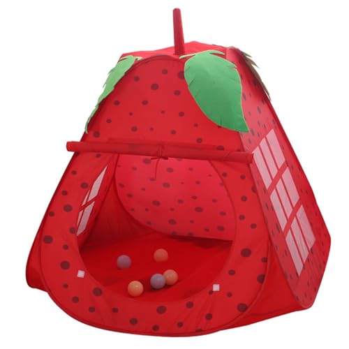 Kinderzelt, Erdbeer-Spielzelt für den Innenbereich, mit Tür und Netzfenster, tragbares Spielhaus für Jungen und Mädchen, Kleinkinderzelt, Spielhäuser für Kleinkinder 1–3, Spielzelt, Tipi-Zelt für Kinderzelt, Erdbeer-Spielzelt für den Innenbereich, mit Tür und Netzfenster, tragbares Spielhaus für Jungen und Mädchen, Kleinkinderzelt, Spielhäuser für Kleinkinder 1–3, Spielzelt, Tipi-Zelt für von HoveeLuty