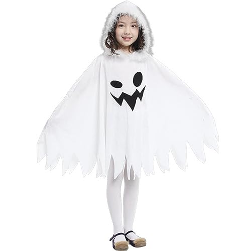 Kleinkind-Geisterkostüm für Jungen und Mädchen, Größe M, mit Kapuze, bedruckt, Halloween-Geisterumhang, Polyester, atmungsaktiv, Halloween-Kostüme für Cosplay, Rollenspiele, Bühne für 110–120 cm, Kind von HoveeLuty