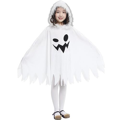 Kleinkind-Geisterkostüm für Jungen und Mädchen, Größe S, mit Kapuze, bedruckt, Halloween-Geisterumhang, Polyester, atmungsaktiv, Halloween-Kostüme für Cosplay, Rollenspiele, Bühne für 95–110 cm, Kinde von HoveeLuty