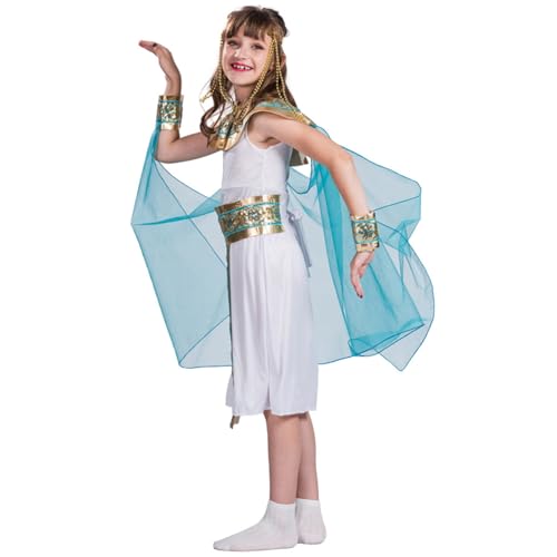 Kleopatra-Kostüm, Ägypter-Kostüm aus weichem Polyester, elegantes Ägypter-Kostüm für Kinder, goldene Mädchen-Cosplay-Kostüme mit Zubehör für Party-Kostümball, L Ägypter-Kostüm für Kinder, Cosplay-Kost von HoveeLuty