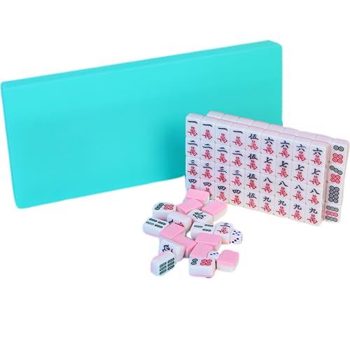 Mahjong-Steine-Set, 144 Steine, chinesisches Mahjong-Spielset, tragbares Reise-Mahjong-Set mit Aufbewahrungsbox, Handtasche, Tischdecke und Würfel-Steine, Mahjong-Set, 0,94 Zoll (24 mm) für jeden Stei von HoveeLuty