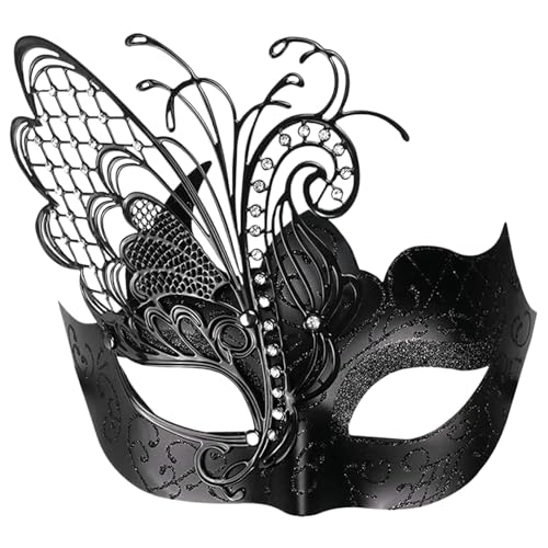 Maskenmaske für Damen, geheimnisvolle schwarze Maskenmaske in Schmetterlingsform, elegante Strass-Maskenmaske für Karneval, Maskerade, Cosplay-Party, Maskenmaske, Maskenmasken, schwarze Masken von HoveeLuty