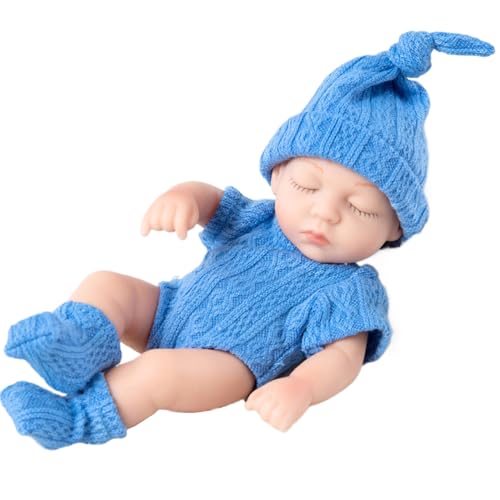 Mini-Babypuppen aus Silikon Mini-Reborn-Babypuppen 7 Zoll süße Mini-Babypuppen mit geschlossenen Augen realistische Neugeborenen-Babypuppen weiche Tante-Babypuppen aus Silikon Ganzkörper-Schlafbabypup von HoveeLuty