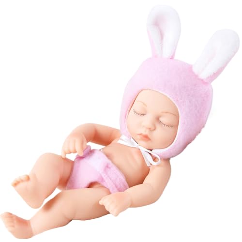 Mini-Babypuppen aus Silikon Mini-Reborn-Babypuppen 7 Zoll süße Mini-Babypuppen mit geschlossenen Augen realistische Neugeborenen-Babypuppen weiche Tante-Babypuppen aus Silikon Ganzkörper-Schlafbabypup von HoveeLuty