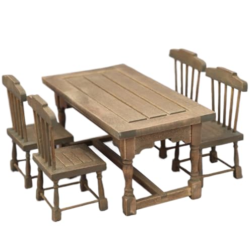 HoveeLuty Puppenhausmöbel im Maßstab 1:12, 5-teilig/Set, lebensechter Puppenhaustisch und Puppenhausstuhl, Miniatur-Puppenhauszubehör aus Holz für Esszimmer, Puppenhausstuhl, Puppenhaustisch HoveeLuty Puppenhausmöbel im Maßstab 1:12, 5-teilig/Set, lebensechter Puppenhaustisch und Puppenhausstuhl, Miniatur-Puppenhauszubehör aus Holz für Esszimmer, Puppenhausstuhl, Puppenhaustisch von HoveeLuty