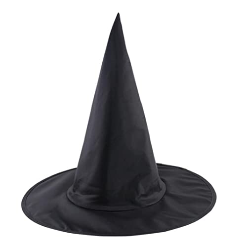 Schwarzer Hexenhut FüR Damen, Hexenhut, Halloween-Hexenhut, Halloween-Hexen-Schirmhut, Hexen-KostüM-ZubehöR FüR Halloween Und Weihnachtsfeier, Oxford-Stoffkappe, Spitzer Hexenhut, 1 Packung von HoveeLuty