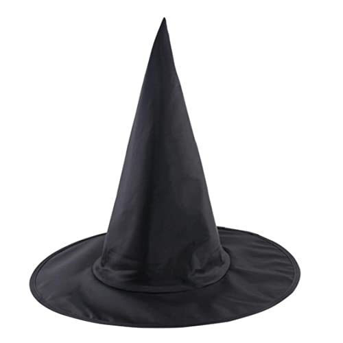 Schwarzer Hexenhut für Damen, Halloween-Hexen-Schirmhut, Hexenkostüm-Zubehör für Halloween und Weihnachtsfeier, Oxford-Stoffkappe, spitzer Hexenhut, 1 Packung, Hexenkostüm-Zubehör, Hut für Halloween-P von HoveeLuty