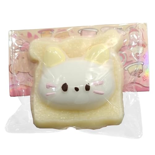 Stressbälle süßes Katzentoast Taba-Katze Squishy-Quetschspielzeug Squi 8,6x8,1x3,0cm shy-Bälle weiches Gummi Stressspielzeug Stressabbau Stressspielzeug abnehmbarer langsam aufsteigender Stressball Ge von HoveeLuty