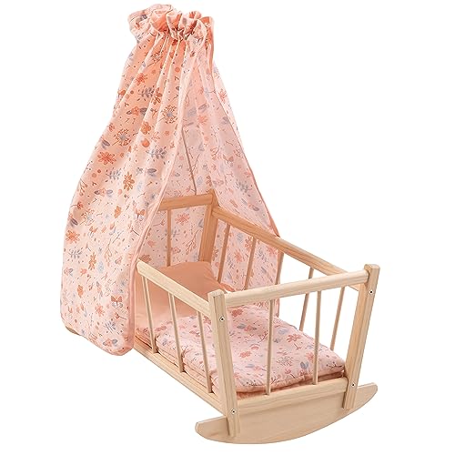 howa Puppenwiege Puppenbett aus Holz miniflowers inkl. Bettzeug und Betthimmel 1706 von howa