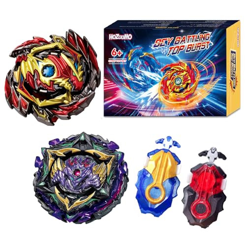 Hozuumo Battling Tops Brust Turbo Starter Set, 4D Metall Fusion Kampfkreisel Bey Arena Blade Battling Top mit Launcher, Geschenk-Sets für Kinder-B02 von Hozuumo