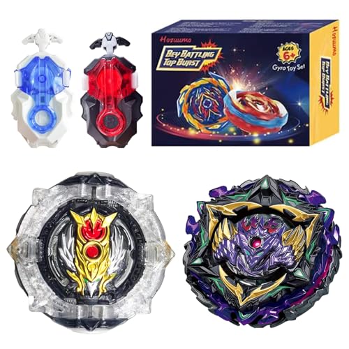 Hozuumo Bey Battling Tops Brust Turbo Starter Set, 4D Metall Fusion Kampfkreisel, Bey Arena Blade Spinning Tops mit Launcher, Geschenk-Sets für Kinder A02 (B-192+B-175) von Hozuumo