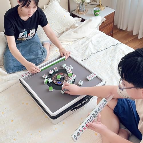 HpJfdsU Elektrischer Mahjong-Tisch (MinigrößE 53 cm) + Bietet Platz FüR 2–5 Personen, Automatisch Mischender Mah-Jong-Tisch + 144 Magnetische Spielsteine, FüR Drinnen Und DraußEn von HpJfdsU