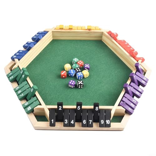 HpLive Shut The Box Würfelspiel für 1-6 Spieler, Hölzernes Tisch-Mathespiel, Strategisches Brettspiel für Kinder und Erwachsene, Indoor-Unterhaltung(Green) von HpLive