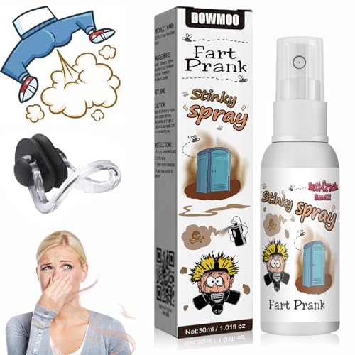 1 Stück Spray+ 1 Stück Nasenklammer, Fart Prank Spray Set, Furz Streich Spray, Furzspray Extrem Stinkend, Prank Sachen Stinkspray Urkomisches Werkzeug für Kinder und Erwachsene von Hpbaggy