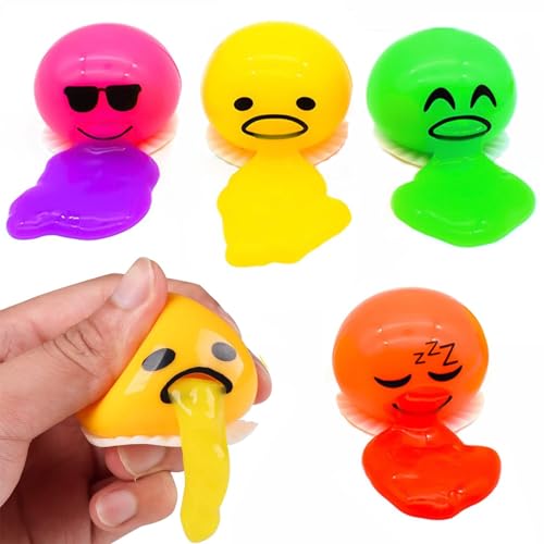 4 Stück Eigelb Stressball,Vomiting Egg Toy,Eigelbdruckkugel,Puking Ball,Eier Erbrechen,Eigelb-Ball-Spielzeug zum Erbrechen Squeeze Toys,Spielzeug zum Stressabbau für Kinder und Erwachsene von Hpbaggy