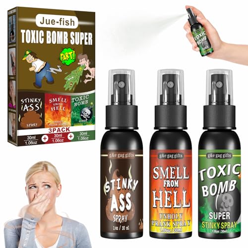 3 Fart Prank Spray, Furz Streich Spray, Furzspray Extrem Stinkend, Prank Sachen Stinkspray Urkomisches Werkzeug für Kinder und Erwachsene, Extrem Langanhaltender Schlechter Geruch von Hpbaggy