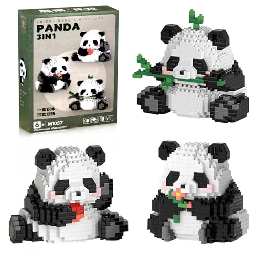 Hpbaggy 3 In1 Panda Bausteine Set,Niedlich Panda Bricks,Tier Building Block Set,Klemmbausteine Tiere Set,Mini Tiere Bausteine Set,Geschenke für Erwachsene, Kinder, für Kinder ab 9+ Jahren von Hpbaggy