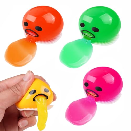 4 Stück Eigelb Stressball,Vomiting Egg Toy,Eigelbdruckkugel,Puking Ball,Eier Erbrechen,Eigelb-Ball-Spielzeug zum Erbrechen Squeeze Toys,Spielzeug zum Stressabbau für Kinder und Erwachsene von Hpbaggy