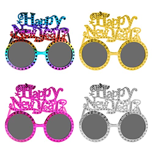 4 Stücke Happy New Year Brillen,Frohes Neues Jahr Brillen Party für 2025,Silvester Brille 2024,2024 Silvester Party Dekoration,Lustige Silvester Foto Requisiten,Silvester Party Supplies 2025 von Hpbaggy