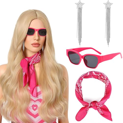 Hpbaggy 90er 80er Pink Costume Accessories,Pink Costume Accessories,80er Jahre Outfit Damen Mottoparty,Kostüm Zubehör Set,Damen Zubehör Set,Halloween Kostüm Karneval Costume von Hpbaggy