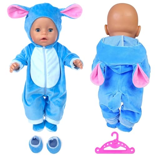 Kleidung Outfits für Baby Puppen,Blau Puppenkleidung,Puppenkleidung + Socke + Aufhänger,für Babypuppen 35-45 cm,Puppe zubehör,Geschenke für Mädchen Jungen von Hpbaggy