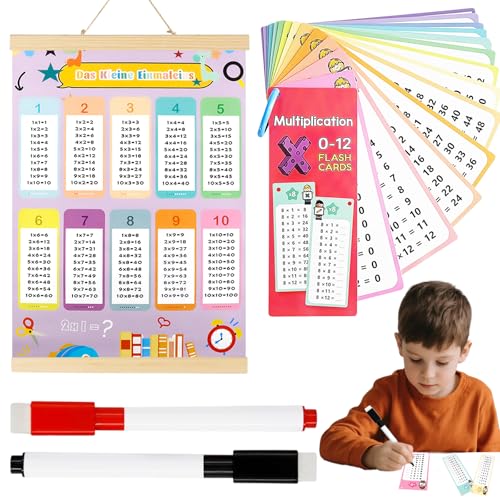 1x1 Lernen Poster und 1x1 Lernkarten Kinder mit 2 Löschbaren Stiften, Einmaleins Trainer für Kinder, Lernposter das Kleine Einmaleins Tabelle, Multiplikationstabelle Multiplikationskarten Mathematik 1x1 Lernen Poster und 1x1 Lernkarten Kinder mit 2 Löschbaren Stiften, Einmaleins Trainer für Kinder, Lernposter das Kleine Einmaleins Tabelle, Multiplikationstabelle Multiplikationskarten Mathematik von Hpbaggy