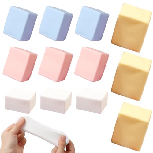 12 PCs Stressbälle für Erwachsene, Stressbällchen Tofu Stressbällchen für Erwachsene TPR-hergestellte Weichstressspielzeug Angstlinderung Stressbälle 3 Farben Tofu langsamer Aufstieg Stress Ball von Hperu