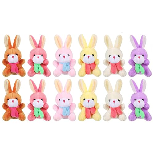 12 pcs Hasengefüllte Tiere Plüschspielzeug 4 Zoll weich winzige Kaninchenpuppe Plüsch hängende Anhänger Ornament Ostern Kaninchen Plüsch gefülltes Hasenspielzeug von Hperu