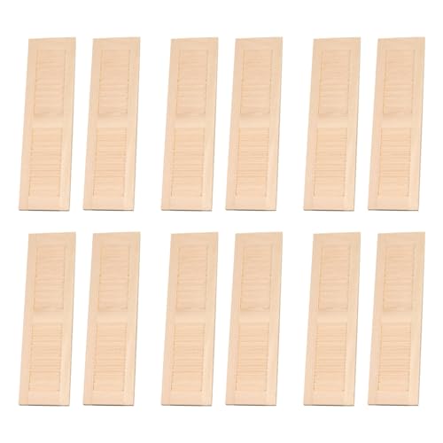 12pcs Dollhouse -Fensterläden Klassiker hölzerne Mini 1 12 Skala Dollhouse Möbel Puppenhaus Fenster Lustige DIY Dolls House Möbel für Kinder, Miniaturpuppenhausmöbel 4.5x1.3x0.2 von Hperu