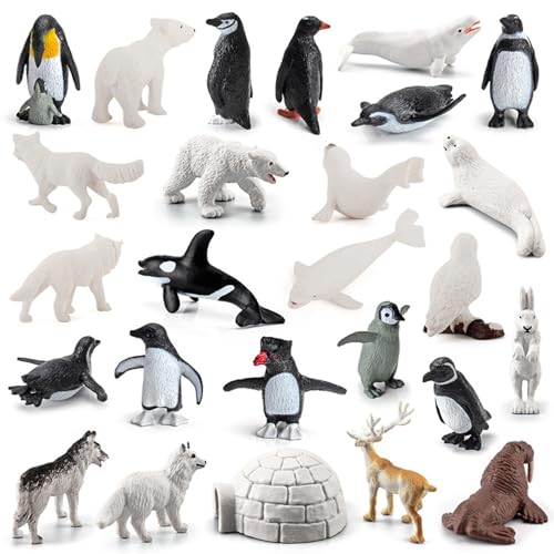 26pcs/festgelegte polare Tiere Figuren für Kinder, realistische plastische polare Tiere Figuren, Kleintierspielzeug für Kinder frühe Bildung, Tierfiguren, Tierfiguren für Kleinkinder 1-3 von Hperu