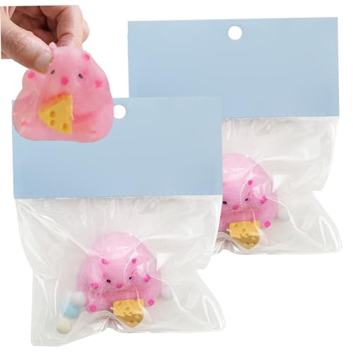 2pcs Desktop -Dekor, Hamsterspielzeug mit Käse, süßes Desktop -Dekor, weiche Plastikhamsterspielzeug für Kinder, Dekompressionsspielzeug für Jugendliche Kindergeschenke, Dekompressionsspielzeug, hell von Hperu