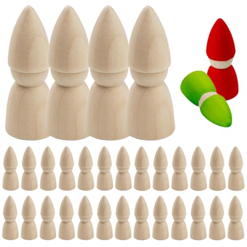 30pcs hölzerne Peg Dolls 3 Zoll Holz unvollendete Holzstifte Puppenkörper kreative Peg -Leute für Kinder DIY Arts Kunsthandwerk, Malerei, Peg Game, Home & Party Decor von Hperu