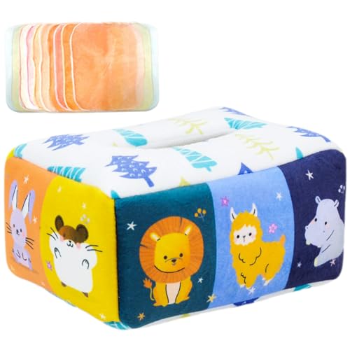 6-12 Monate Baby Weichgewebe-Box Spielzeug, Baby Tissue Box Spielzeug für Babys 6-12 Monate Bildungsssensorisches Spielzeug für Babys mit 20-teiligen Seidenschals für Baby-Jungen-Mädchen Geschenke von Hperu