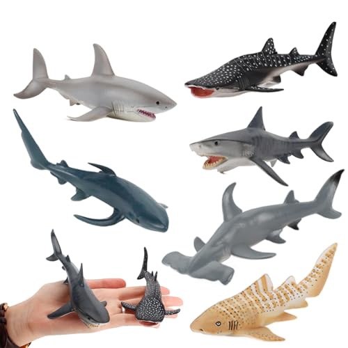 6pcs Hai -Figuren, realistische Hai -Ornament, Simulation Street Sharks Action -Figuren, Kreaturen Haifischkuchen -Topper für Kinder, Aktionsfiguren der Straße Haie von Hperu