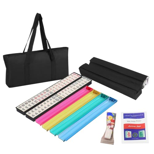 Amerikanischer Mahjong -Set komplettes amerikanisches Mahjong -Set mit 166 PCs erkennbarer weißer amerikanischer Mahjong -Fliesen mit weicher Beutel und Accessoires mit 4 Mahjong -Racks mit Pushers von Hperu