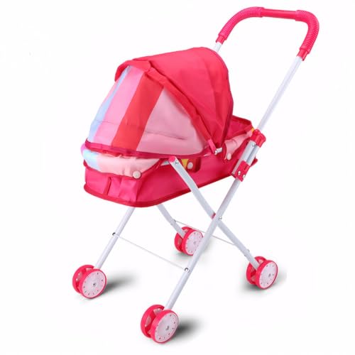 Baby Kinderwagen für Puppen, Puppenwagen Kinderwagen Kinderwagen Falten Puppenwagen mit Push -Handle abnehmbar waschbarer Babypuppenkameraden für Mädchen, so tun Sie das Spiel, Style 1 von Hperu