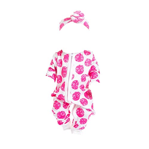 Babypuppe Reißverschluss Kleidung Rose Rot Punkt Muster Babypuppen Langarm Outfits Overalls Puppenzubehör Kinder Frühaufnahme Spielzeug Babypuppen Langarm Outfits Outfits von Hperu