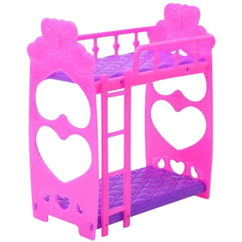 Dollhouse Möbel 1PC Doll House Möbel Doppelbettrahmen Plastik Kunststoffbett Schlafzimmer Möbelbett Set für Kelly Dolls Dollhouse und lila 3,5 Zoll von Hperu