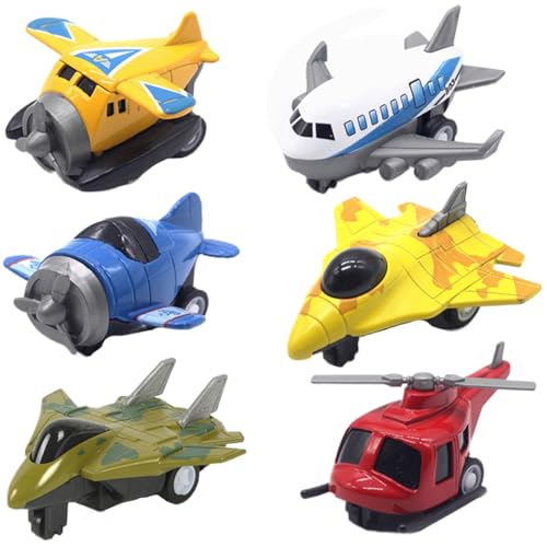 Flugzeug zurückziehen, Flugzeug 6PCS 6 Style Flugzeug 1:64 Simuliertes Spielzeugflugzeugflugzeuglehrplan lehrreicher Kinderfreundlichkeit und Abs Kinderspielzeug, Geschenke für Jungen, Kinderspielz von Hperu