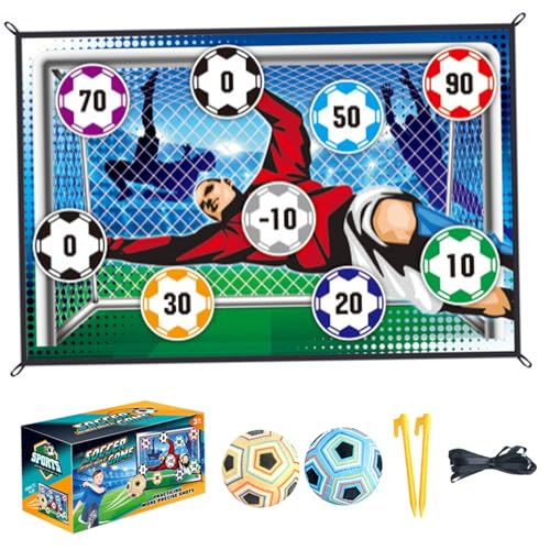 Fußballkugel Set 59x39 Zoll Target Toss Mat ＆ 2 klebrige Indoor -Fußballkugel, Fußball -Ball -Set mit 4 Sticking -Haken, 2 Bodenpfähten, 4 Bänder für Kinder Jungen Girls Geschenke, Style 1 1 von Hperu