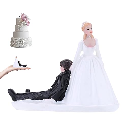 Hochzeitstorte Topper Braut und Bräutigam Braut und Bräutigam Kuchen -Topper Synthetisches Harz Lustige künstliche Hochzeitstorte Topper Süßes Cartoon Lifelike Simulation Dekorative Figurine von Hperu