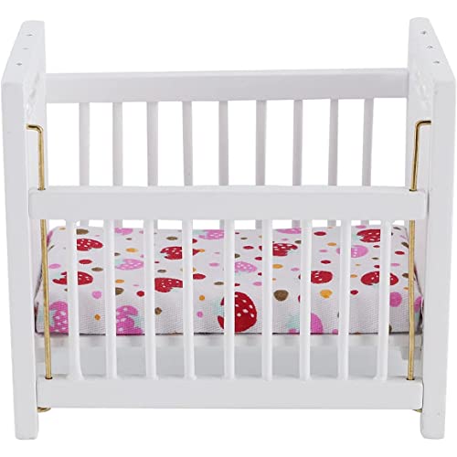 Hperu Holzpuppen Kinderbett für Puppenspielzeug Babybett, Babybettspielzeug Babypuppe Kinderbabys Möbel Baby Spielzeugkrippe für Puppenhaus von Hperu