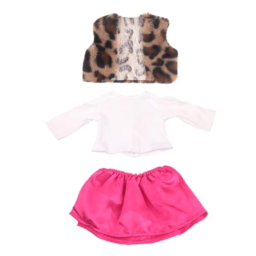 Hperu 1 Set Puppenkleidung 18-Zoll-Puppenkleidung, süße Outfit-Puppenkleidung enthält Leopardenmusterweste, Rock und langärmelige Hemd-Babypuppenkleidung für 18-Zoll-Mädchen-Puppenzubehör von Hperu