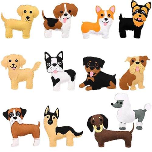 Hperu 1 Set Sew Fun Animals Kit Süßes Tier Filznäht Kit Verschiedene Hundegefüllte Tier Fun Kinder nähen DIY BRÜFKEINEN ZRANMENTS KINDEN Kinder Educational NEWING -Spielzeug für Anfänger Kinder von Hperu